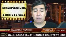 Tennessee Volunteers vs. Alabama Crimson Tide Free Pick Prediction NCAA College Football Updated Odds Preview 10-25-2014