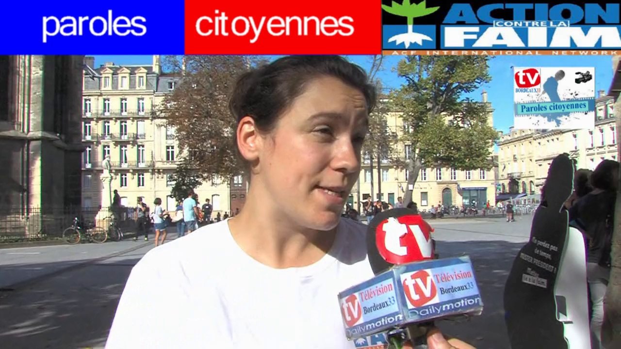 Télévision Bordeaux33 Samedi 18 octobre 2014 place Pey-Berland action contre la Faim recontre avec Daho Anastasie