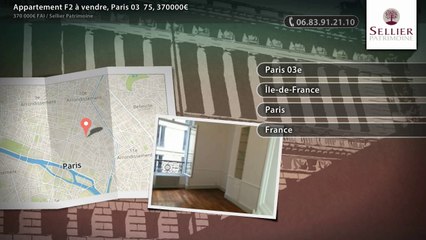 Appartement F2 à vendre, Paris 03  75, 370000€