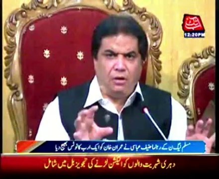 Hanif Abbasi sends Rs1 billion defamation notice to Imran