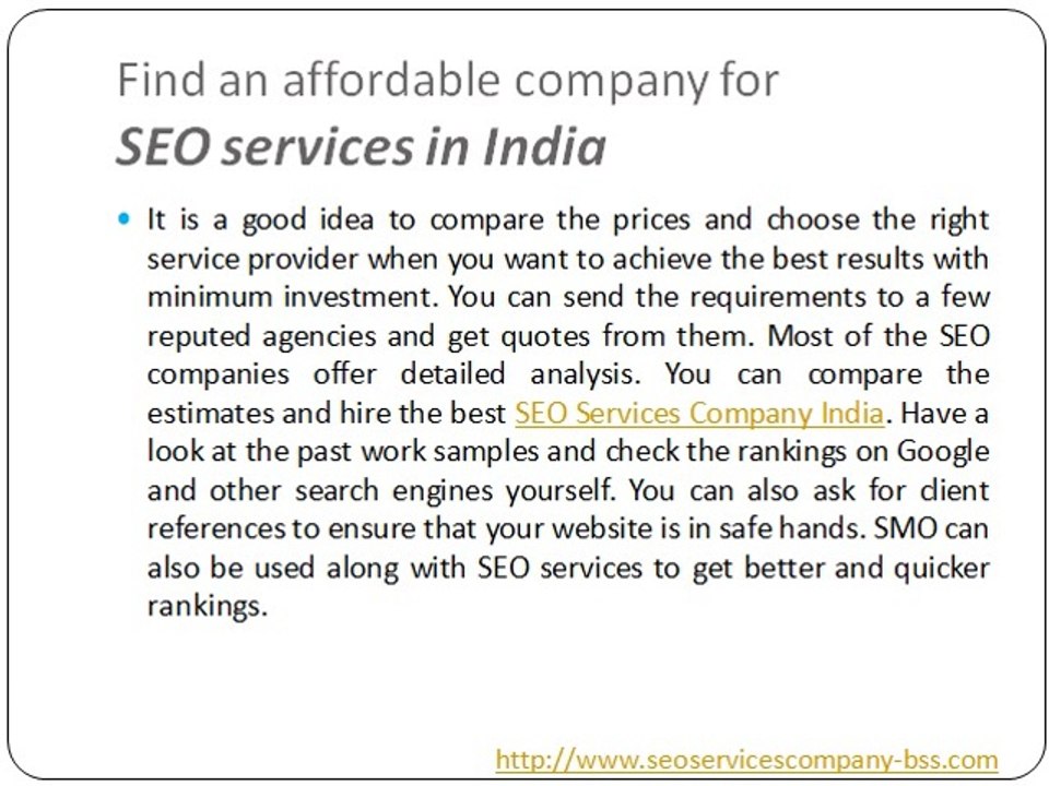 Find an affordable company for SEO services in India
