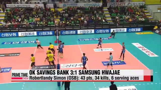 V-League Women's, Korea Expressway vs. KGC; Men's, OK Savings Bank vs. Samsung Hwajae