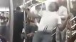 Crazy acrobat performers on a New York Subway