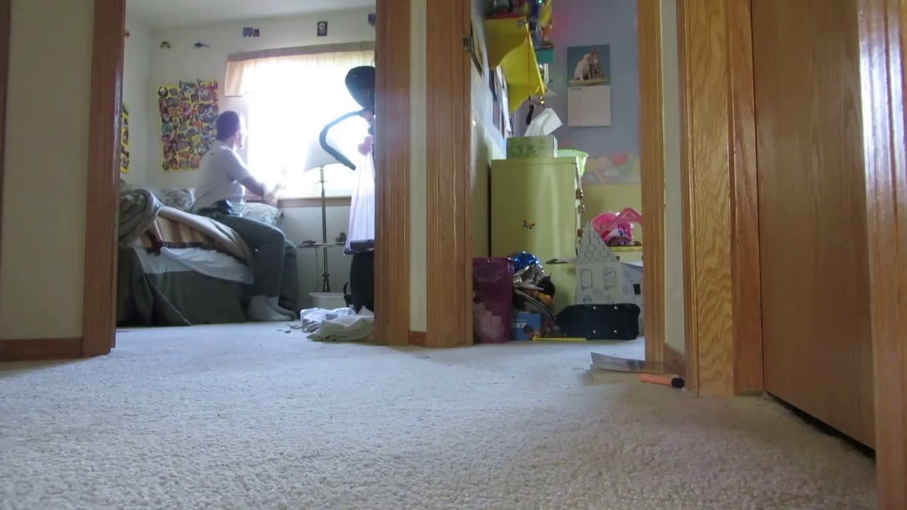 Crazy kitten attacking daddy