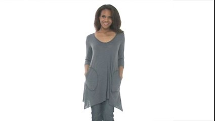Allen Allen Slub Angled 3/4 Tunic Black - Robecart.com Free Shipping BOTH Ways