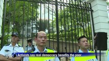 Rally against HK leader comments on poor people and democracy