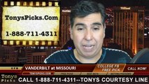 Missouri Tigers vs. Vanderbilt Commodores Free Pick Prediction NCAA College Football Updated Odds Preview 10-25-2014