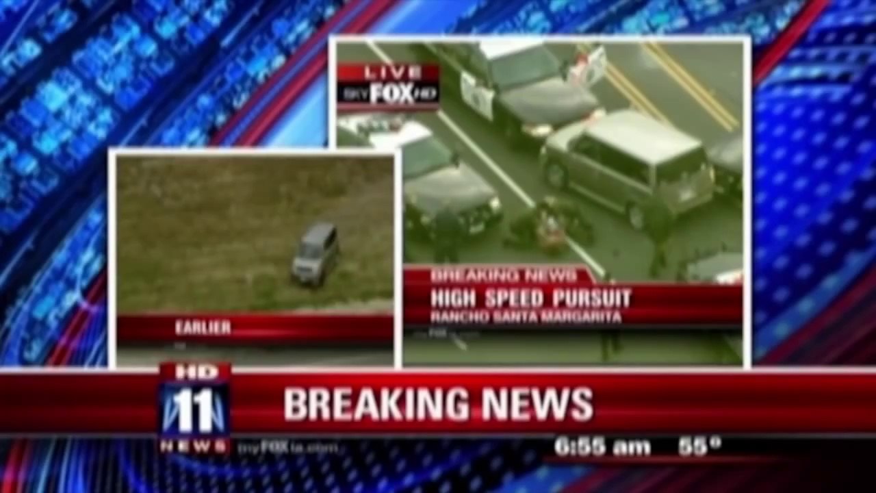 Southern California Police Chase Crazy Woman In A Scion Xb (KTTV)