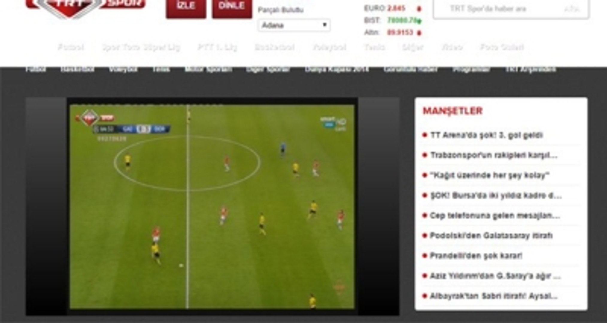 TRT Spor İnternet Sitesi, Galatasaray - Dortmund Maçını Yayınladı