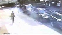 CCTV: NY man accidentally sets himself on fire
