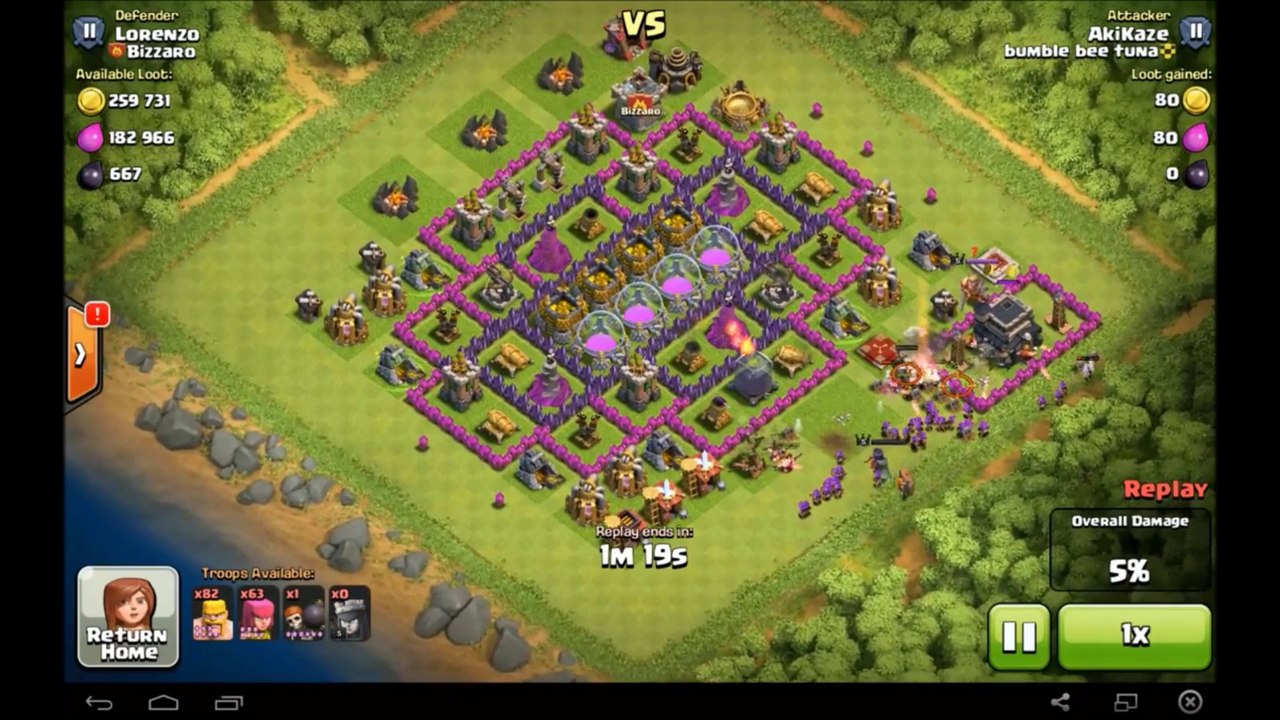 Clash Of Clans Raid 001 LV 7 Barb & Archer Loot 130K Gold