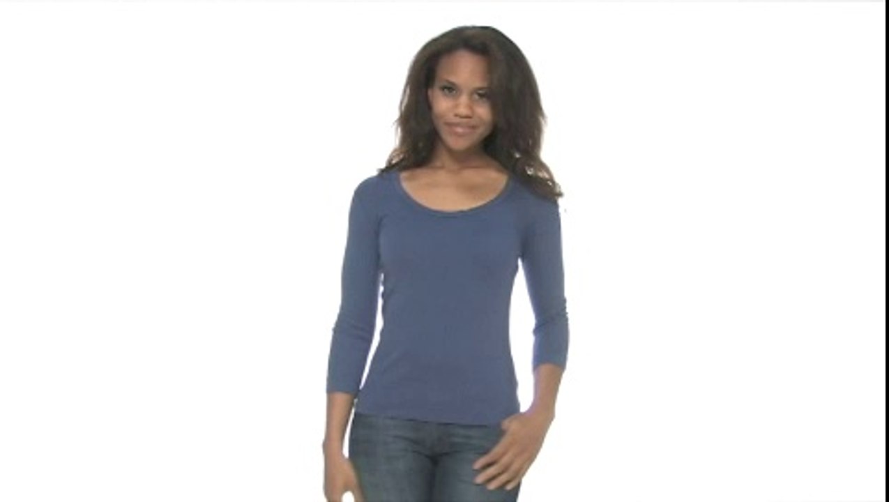 Three Dots 3/4 Sleeve Scoop Neck Deco Iron - Robecart.com Free Shipping BOTH Ways