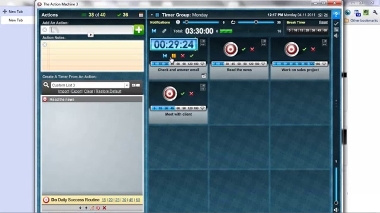 Time management with The Action Machine SOFTWARE!!! Get Thing Done!