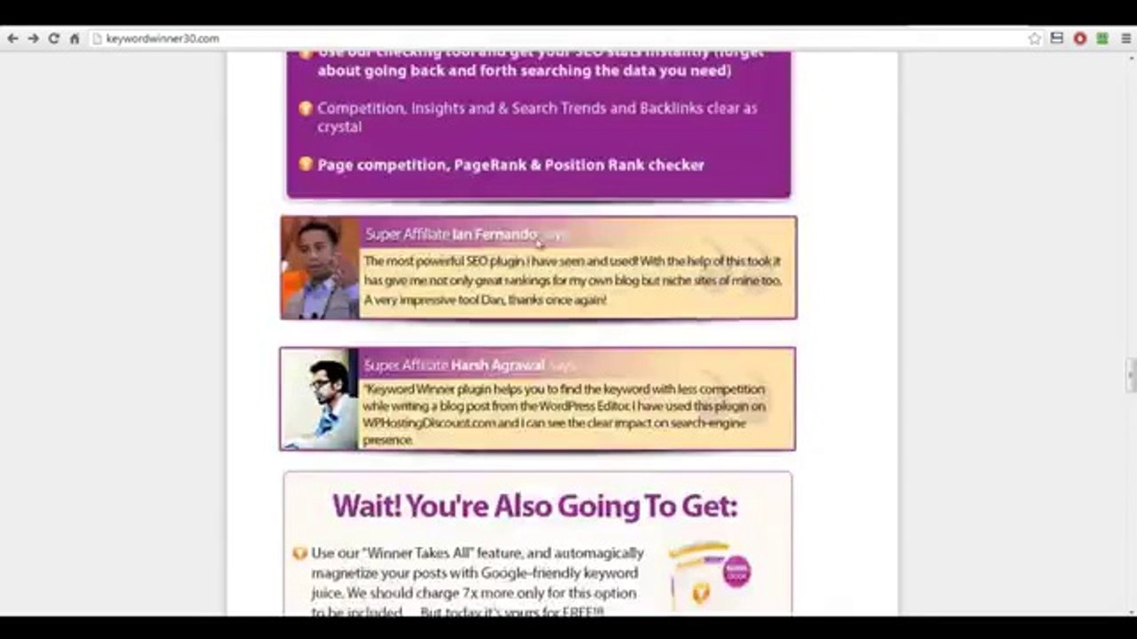 Keyword Winner Preview and Bonuses