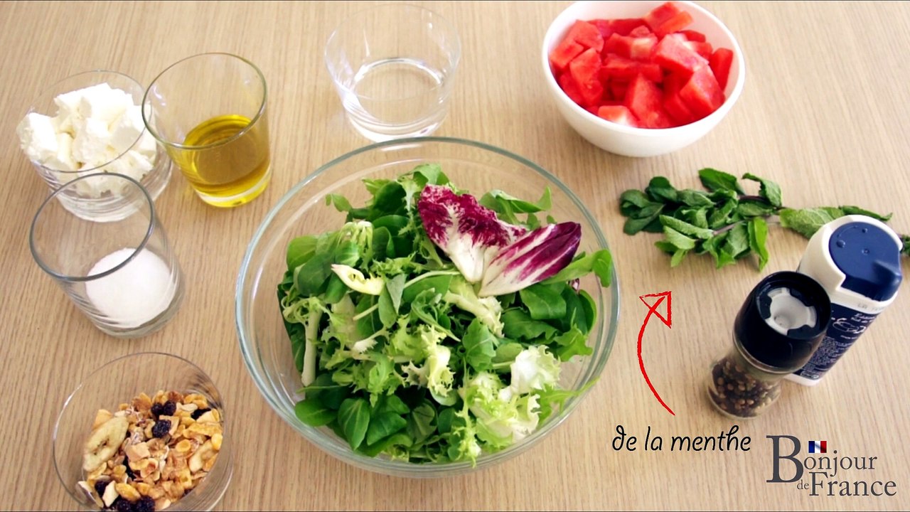 Salade de pastèque, feta et menthe