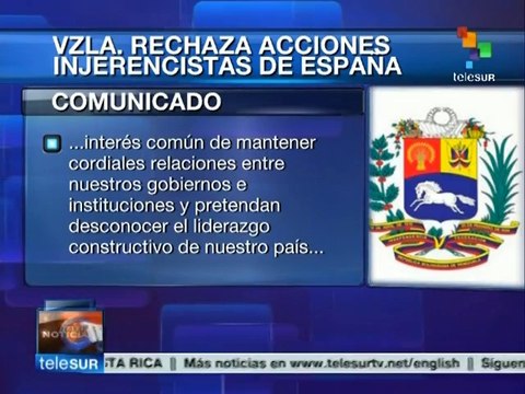 Venezuela rechaza acciones injerencistas de España