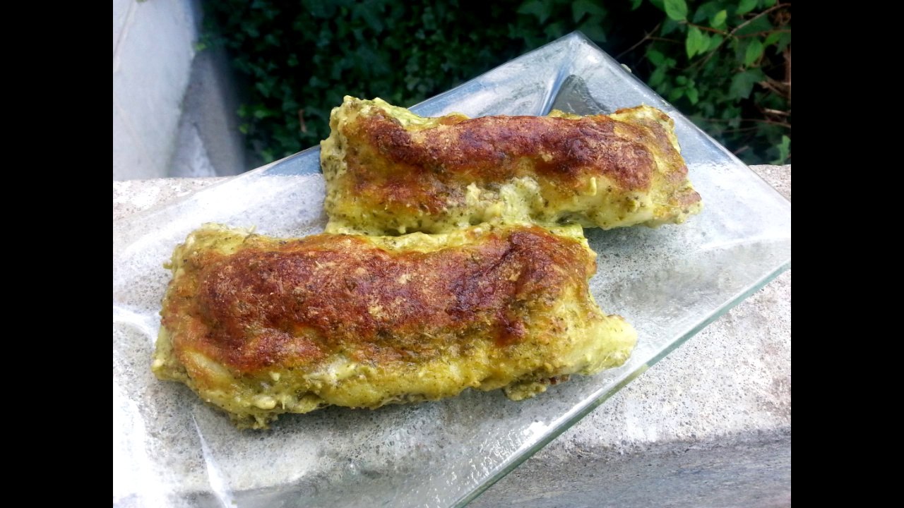 Cuisine Italienne - Roulade de Lasagne, Crème de pesto, champignons et poulet