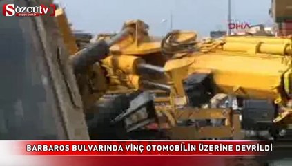 Video herunterladen: Barbaros Bulvarı'nda otomobilin üzerine vinç devrildi!f