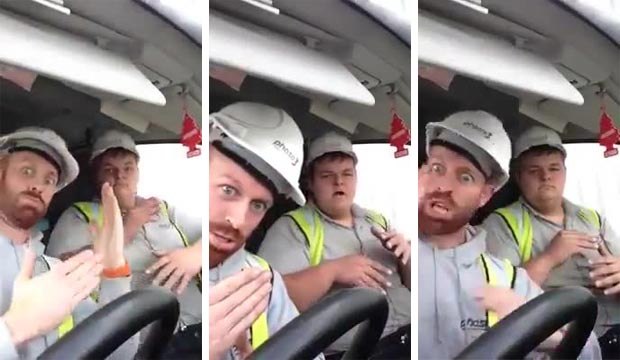 Deux ouvriers dansent sur Satisfaction