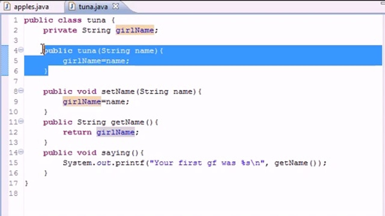 Java Tutorial 17 - constructors
