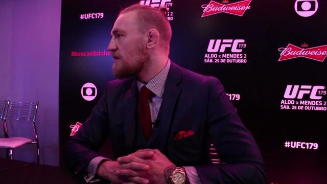 Conor McGregor holds court with reporters at UFC 179