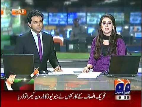 Exclusive Footage of PTI Workers destroy Geo Drone Camera