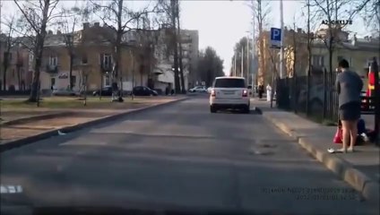 [+18 ~ Sexy Funny Girl]Russian Woman Driver Runs Down Pedestrian... For Walking Too Slow