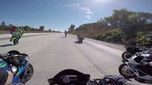 Motoqueiros colocam policial para correr nos EUA