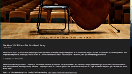 ARIA Sounds accepting suggestions for their new London Symphonic Strings library