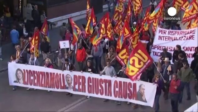 Manifestación masiva en Roma contra las reformas laborales de Matteo Renzi
