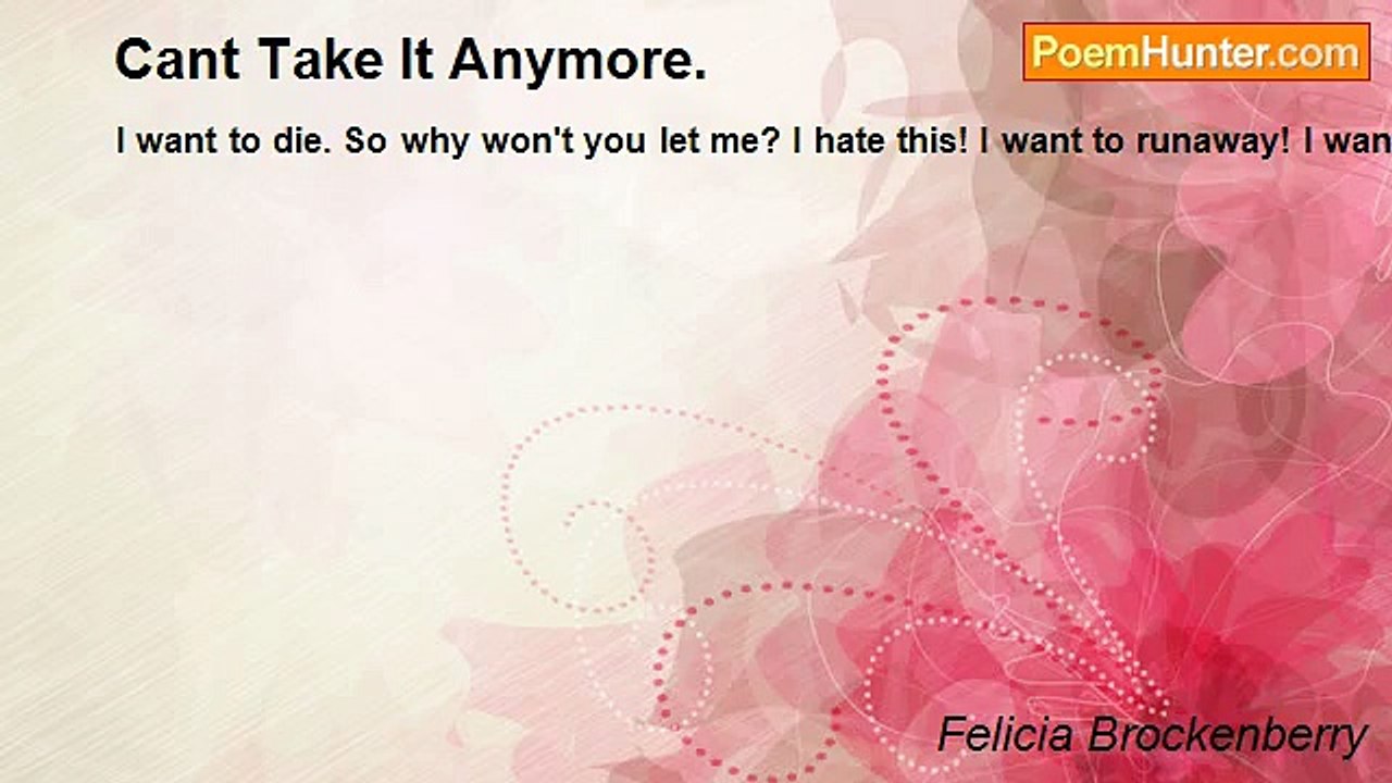 Felicia Brockenberry - Cant Take It Anymore.