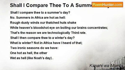 Kimani wa Mumbi - Shall I Compare Thee To A Summer's Day?