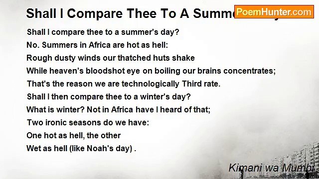 Kimani wa Mumbi - Shall I Compare Thee To A Summer's Day?