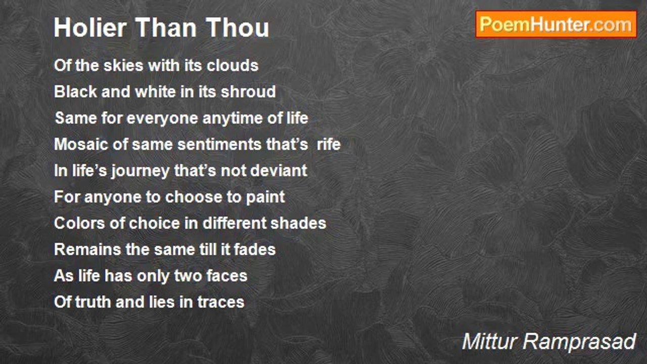 Mittur Ramprasad - Holier Than Thou