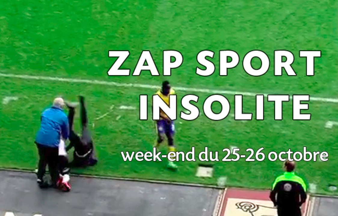 Un coach se fait tacler par un adversaire. Zap sport insolite du WE du 25-26 octobre