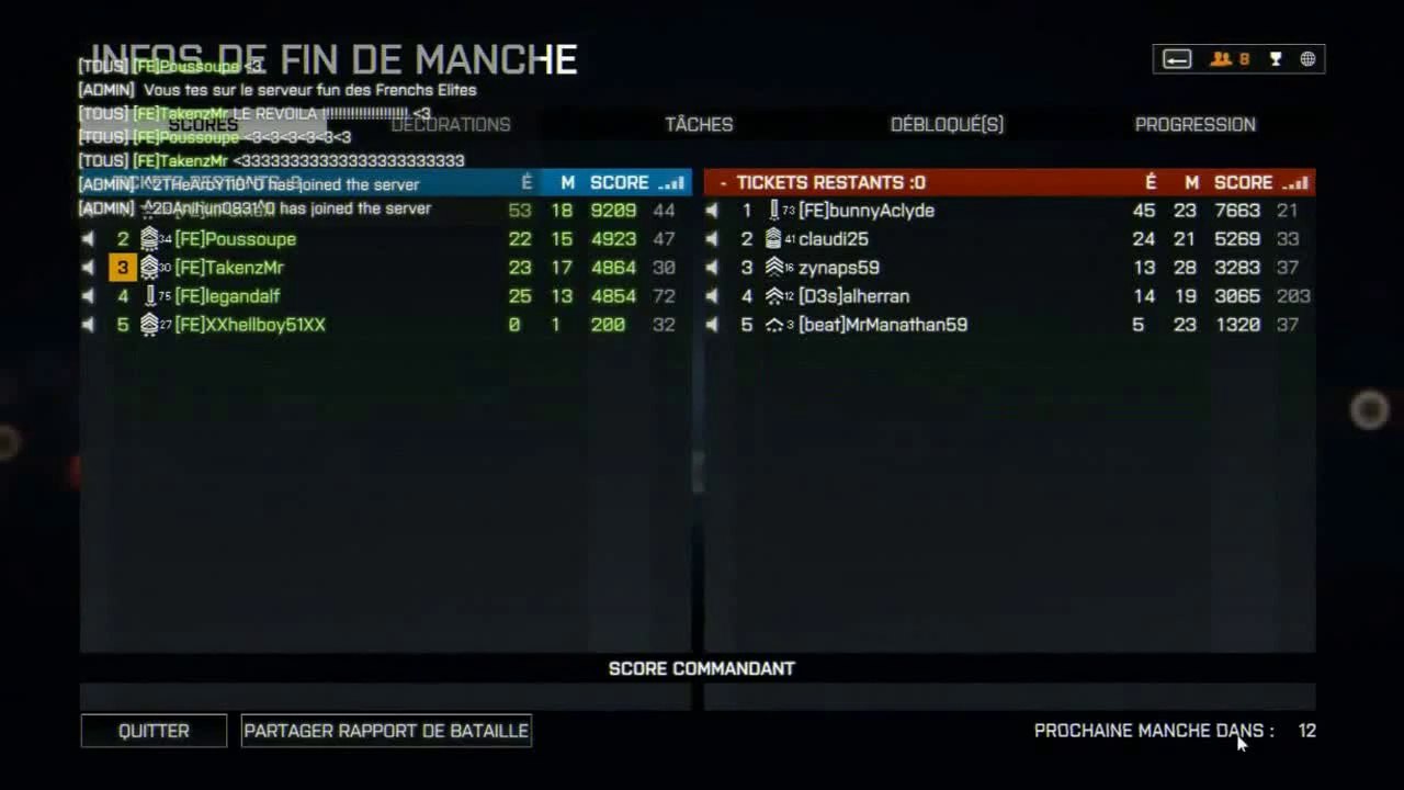 Partie BF4 avec la FE P1
