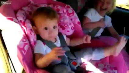 Cute Baby Wakes Up To Dance In Car  Gangnam Style   That Girl Is Cracking Up  Love It