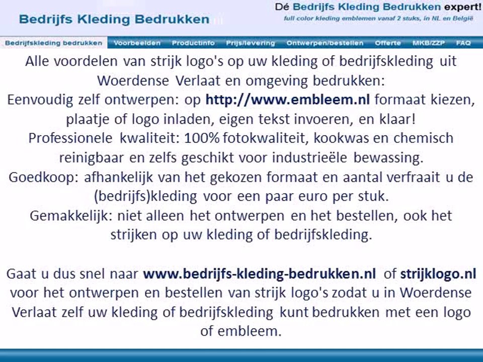 Kleding bedrijfskleding bedrukken Woerdense Verlaat