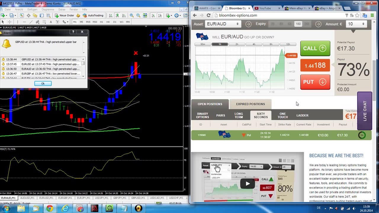 Binäre Optionen Template BINARY-BOMB EUR/AUD_1 Live Trade 24.10.2014