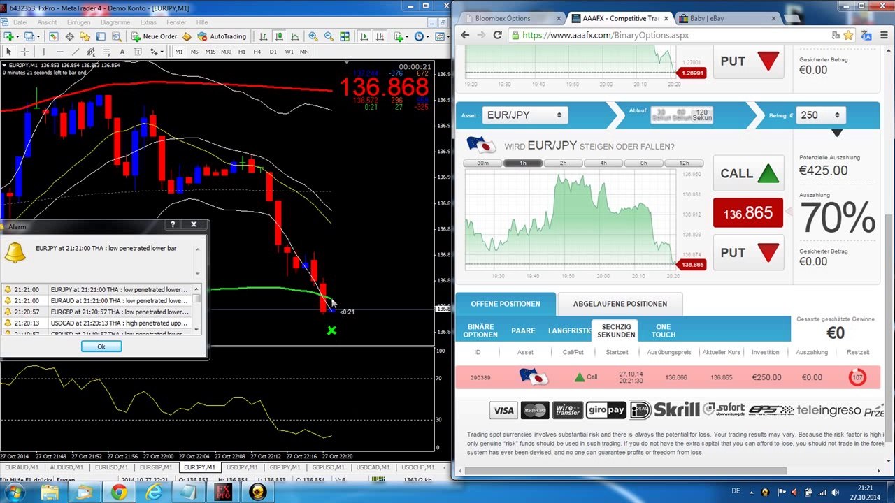 Binäre Optionen Template BINARY-BOMB EUR/JPY Live Trade 27.10.2014