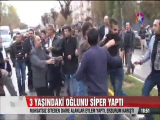 Erzurum'da bir baba 3 yaşındaki oğlunu TOMA'nın önüne siper yaptı