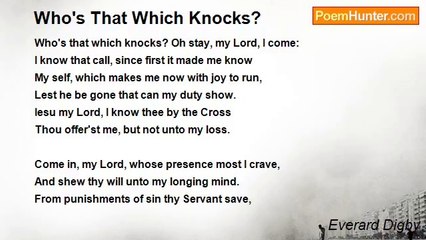 Everard Digby - Who's That Which Knocks?