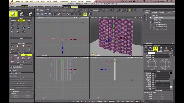 Shade 3D Fast Forward Video Tutorial - Curtains / Telephone Cord