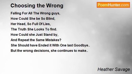 Heather Savage - Choosing the Wrong