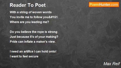 Max Reif - Reader To Poet