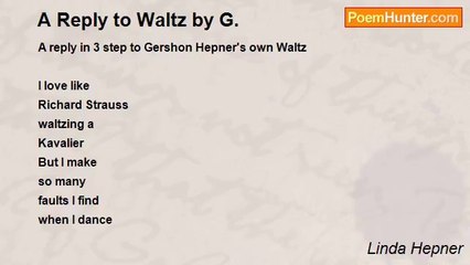 Linda Hepner - A Reply to Waltz by G.