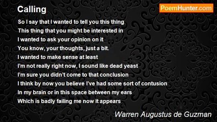 Warren Augustus de Guzman - Calling