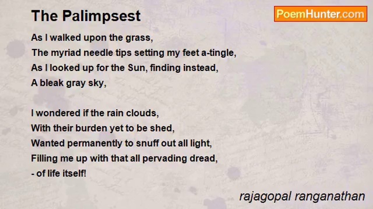 rajagopal ranganathan - The Palimpsest