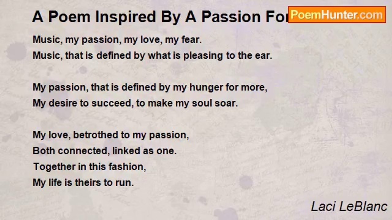 Laci LeBlanc - A Poem Inspired By A Passion For Music