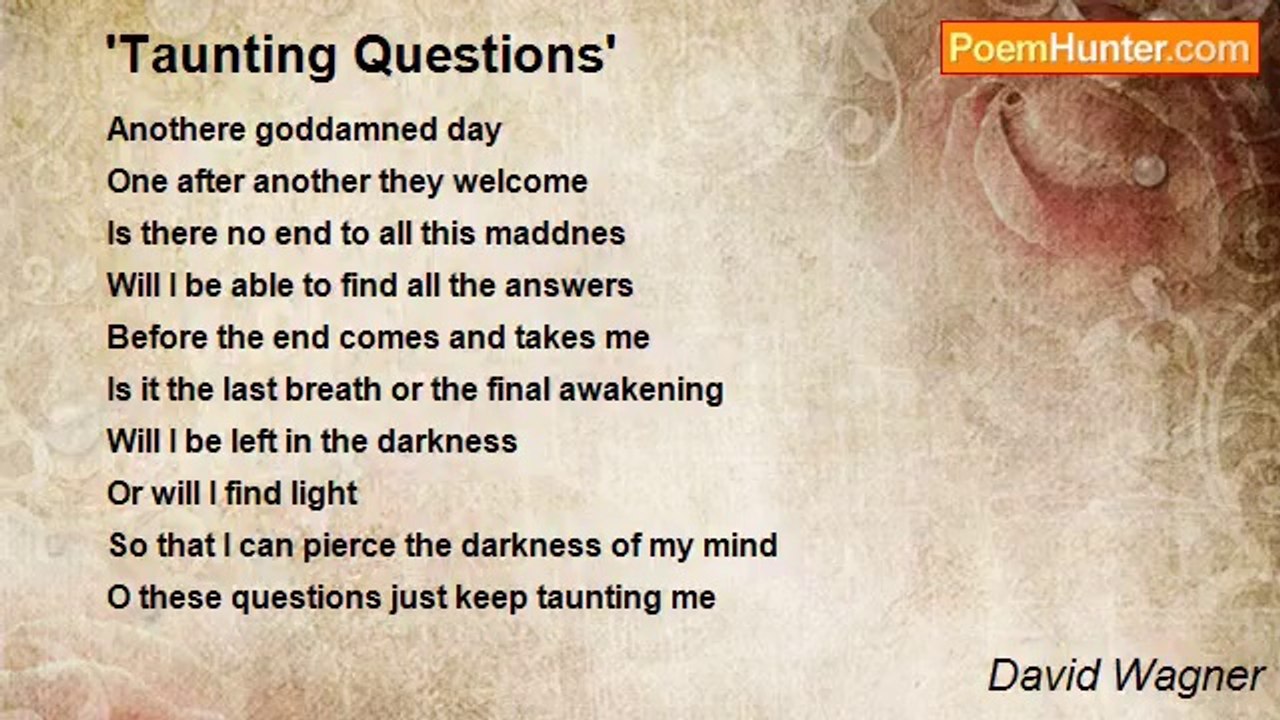 David Wagner - 'Taunting Questions'